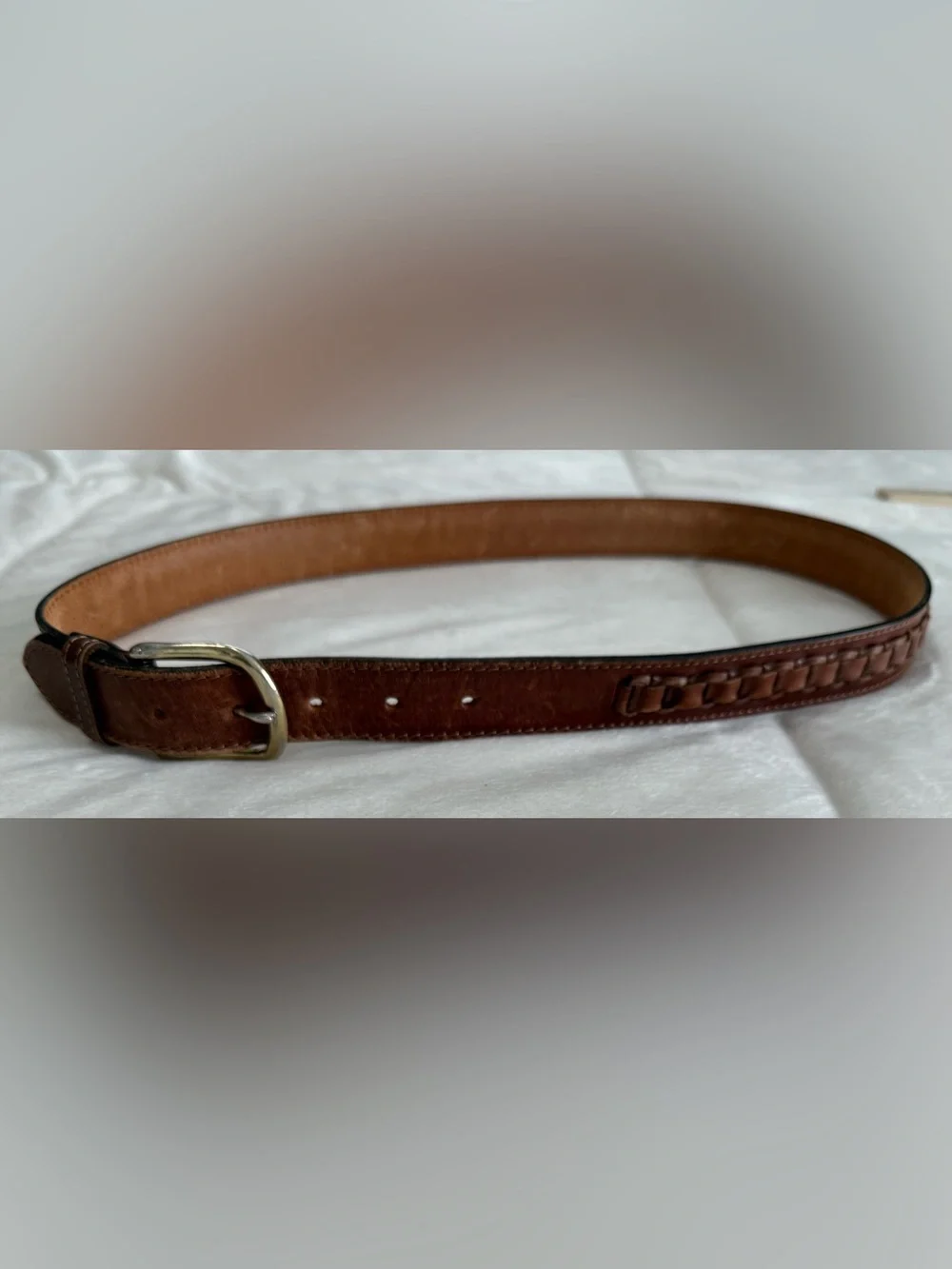 Vintage Genuine Leather Woven Men’s Belt Made in Argentina USA Buckle Size 34